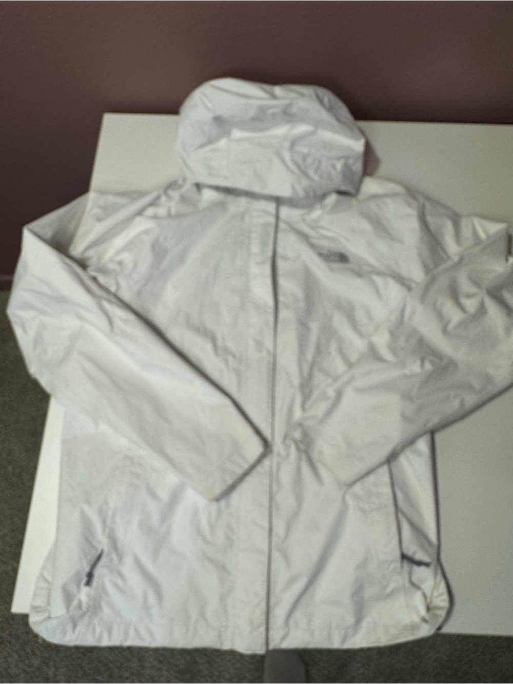 The North Face Women's White Hooded Waterproof Jacket